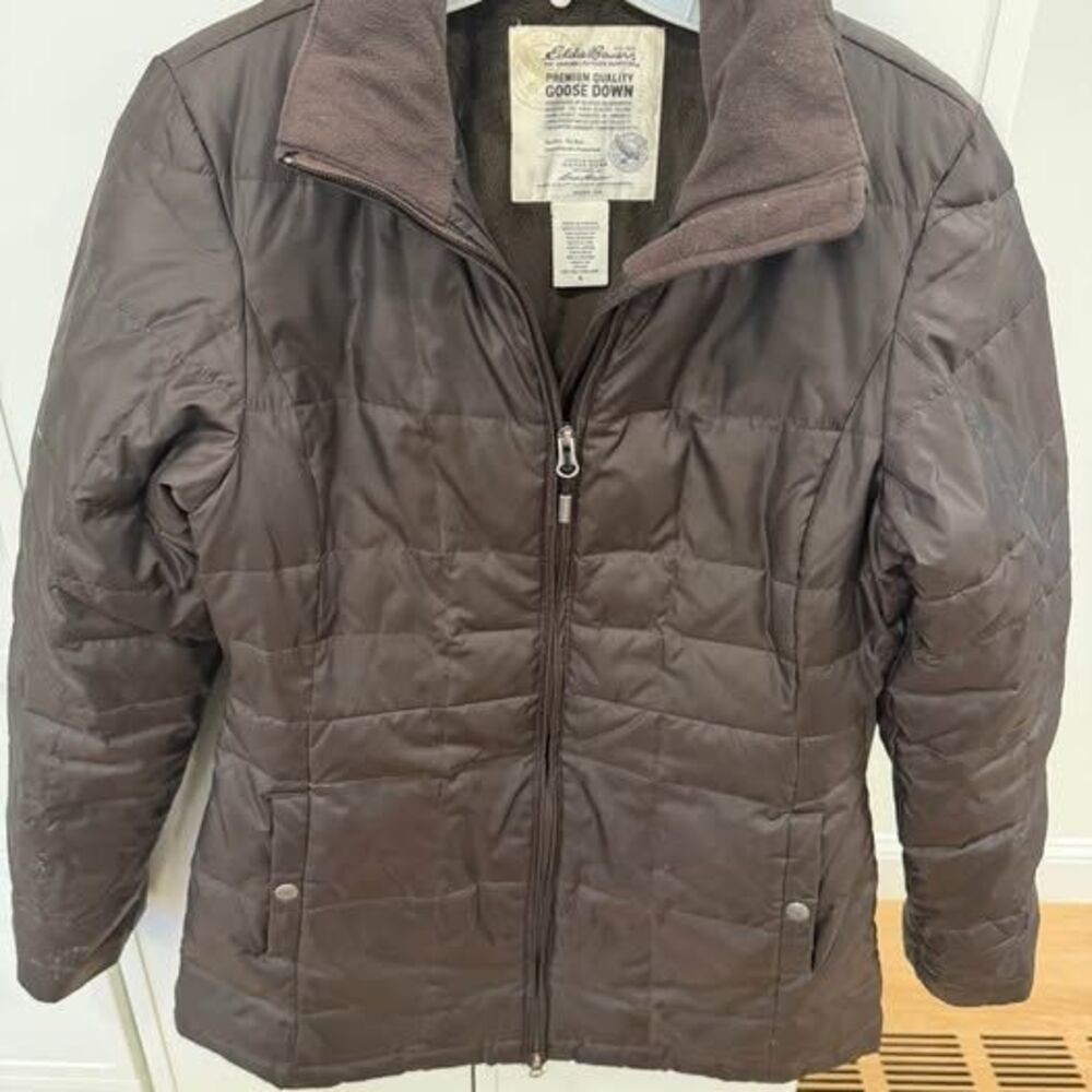 Eddie Bauer Vintage Goose Down Quilted Jacket Brown Size Small